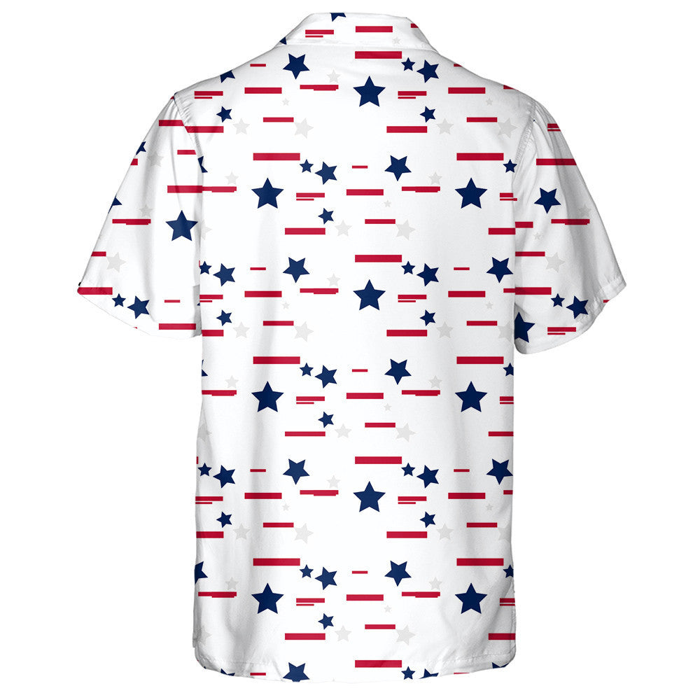 Simple Navy Stars And Red Line Patriotic Pattern Hawaiian Shirt, Hawaiian Shirt Gift, Christmas Gift