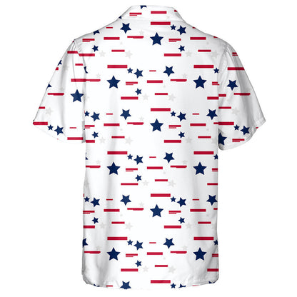 Simple Navy Stars And Red Line Patriotic Pattern Hawaiian Shirt, Hawaiian Shirt Gift, Christmas Gift