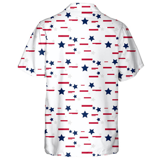 Simple Navy Stars And Red Line Patriotic Pattern Hawaiian Shirt, Hawaiian Shirt Gift, Christmas Gift