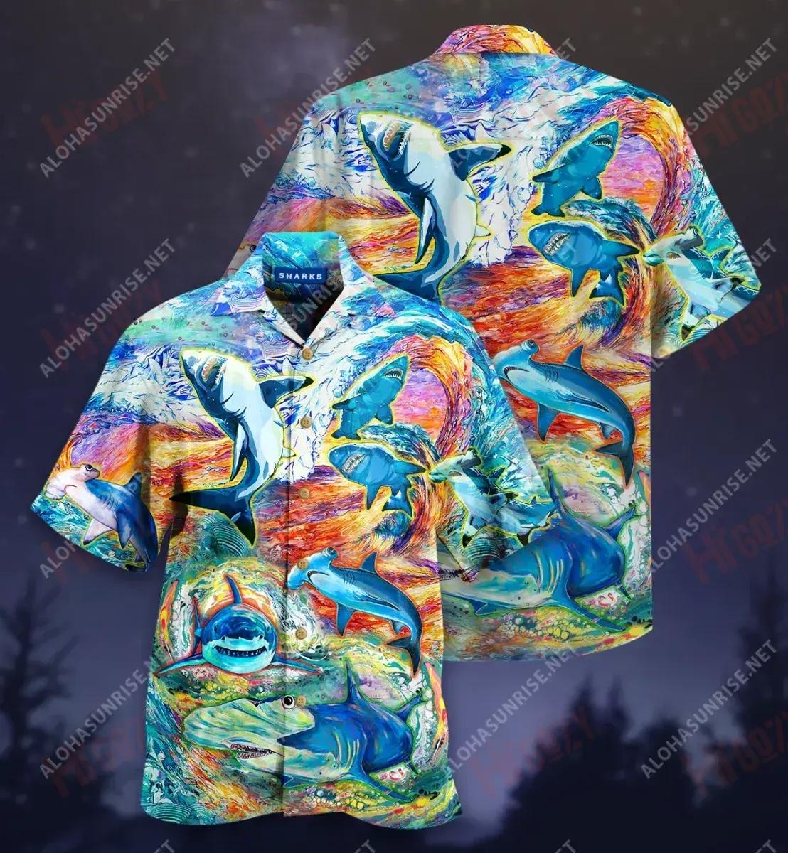Sharks World Short Hawaiian Shirt Ocean Hawaiian T Shirts Custom Hawaiian Shirts Crazy Shirts Hawaii, Hawaiian Shirt Gift, Christmas Gift