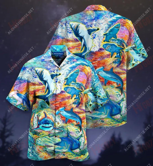 Sharks World Short Hawaiian Shirt Ocean Hawaiian T Shirts Custom Hawaiian Shirts Crazy Shirts Hawaii, Hawaiian Shirt Gift, Christmas Gift