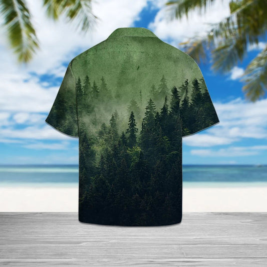 Black Bigfoot Walking At Mid Night Forest Pattern Hawaiian Shirt, Hawaiian Shirt Gift, Christmas Gift