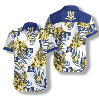 Connecticut Proud On White Background Pattern Hawaiian Shirt,t,Hawaiian Shirt Gift, Christmas Gift