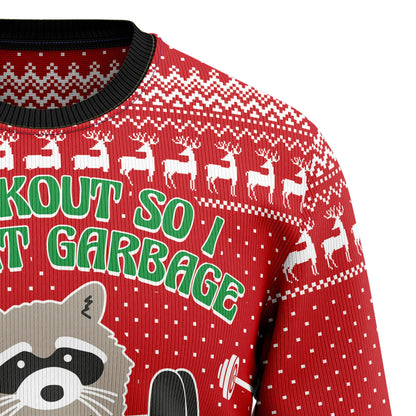 I Workout So I Can Eat Garbage Ugly Christmas Sweater,Christmas Ugly Sweater,Christmas Gift,Gift Christmas 2024