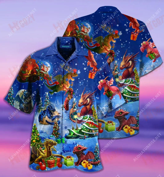 Christmas Holiday Dragon World Short Hawaiian Shirt Vacation Hawaiian T Shirts Custom Hawaiian Shirts Hawaiian Shirts For Women, Hawaiian Shirt Gift, Christmas Gift
