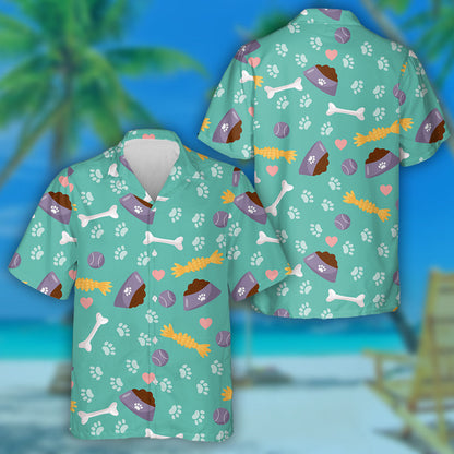 Bowl With Dog Food Toys And Bone Hawaiian Shirt, Hawaiian Shirt Gift, Christmas Gift