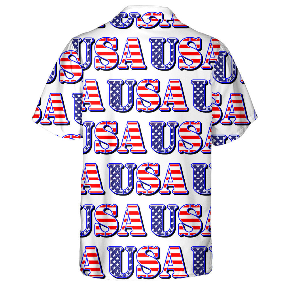 USA Sign With Stripes And Stars For Patriotic Pattern Hawaiian Shirt, Hawaiian Shirt Gift, Christmas Gift