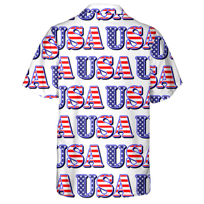 USA Sign With Stripes And Stars For Patriotic Pattern Hawaiian Shirt, Hawaiian Shirt Gift, Christmas Gift