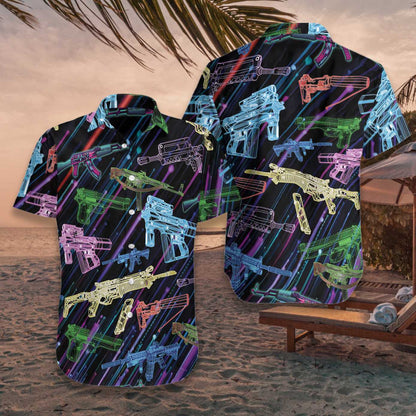 The Battle Is Calling Gun In Different Colors Design Hawaiian Shirt, Hawaiian Shirt Gift, Christmas Gift