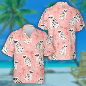 Summer Background With Hand Drawn Leopard Hawaiian Shirt,Hawaiian Shirt Gift, Christmas Gift