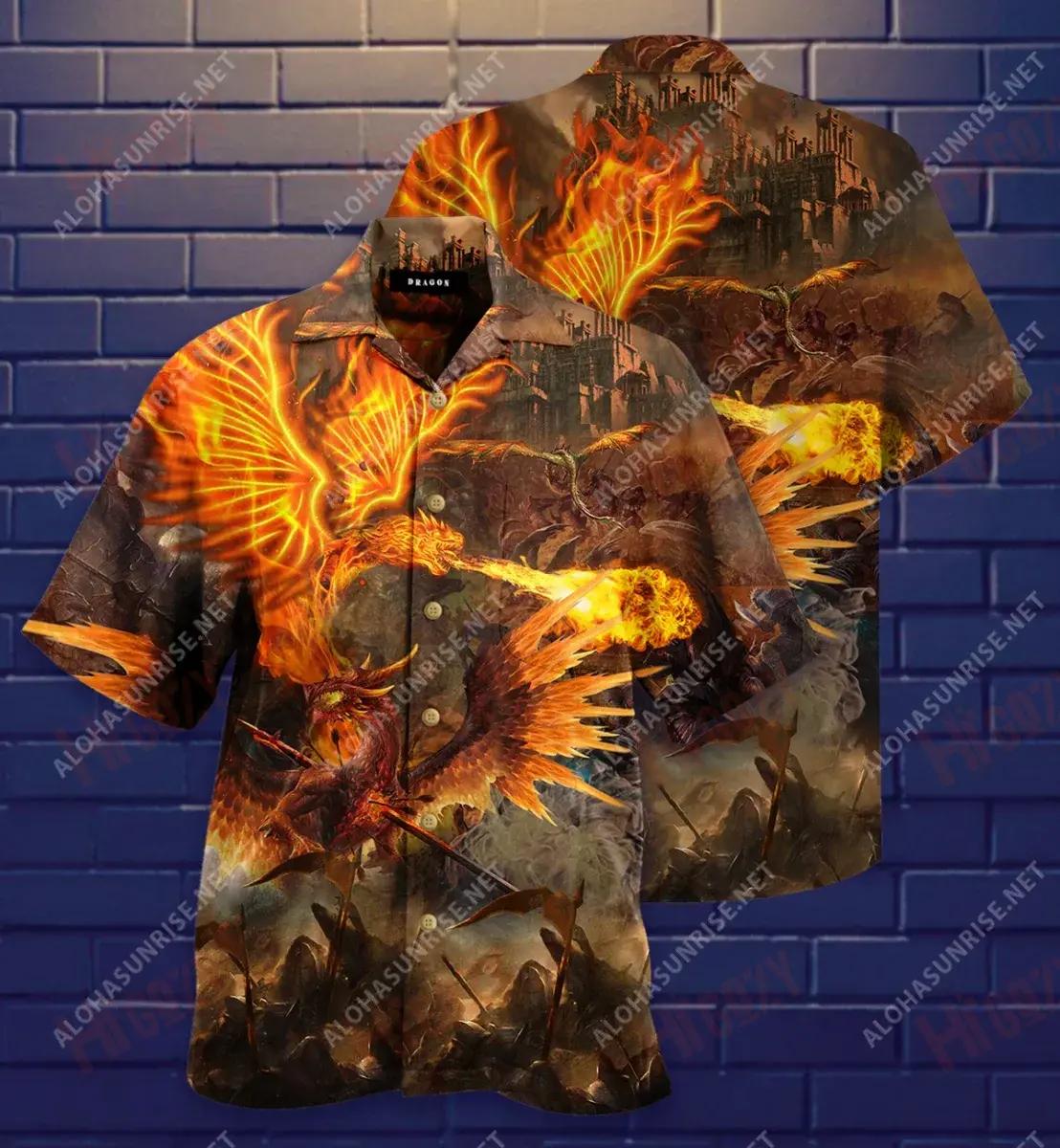 Dragon Warrior Always Protect You Even When Disembodiment Short Hawaiian Shirt Vacation Tropical Shirts Hawaiian Crazy Shirts Funny Hawaiian Shirts, Hawaiian Shirt Gift, Christmas Gift