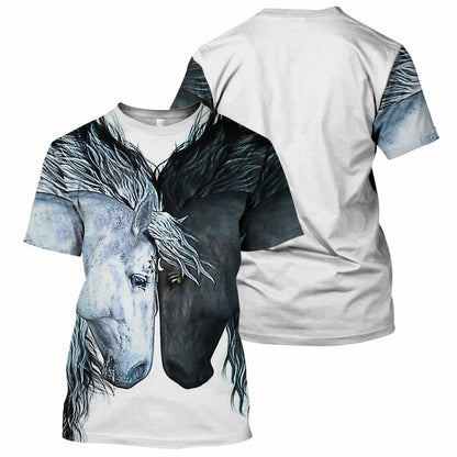 White Horse - 3D All Over Printed Shirt Tshirt Hoodie Apparel