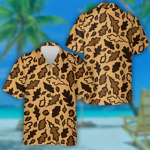 Wild African Leopard With Fall Oak Leaves Hawaiian Shirt, Hawaiian Shirt Gift, Christmas Gift