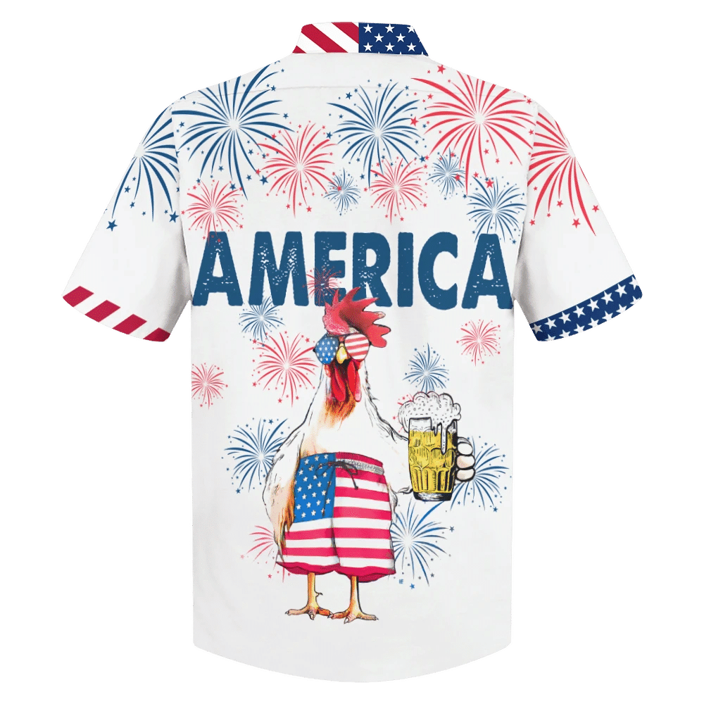 Chicken With Glass Mug Full Beer Hawaiian Shirt, Hawaiian For Gift