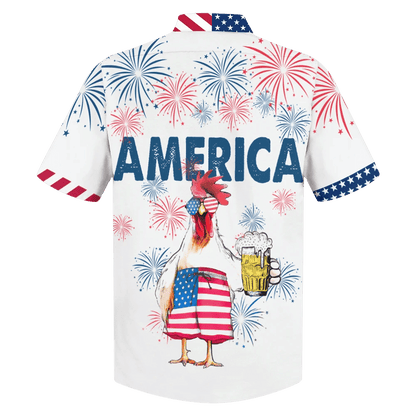 Chicken With Glass Mug Full Beer Hawaiian Shirt, Hawaiian For Gift