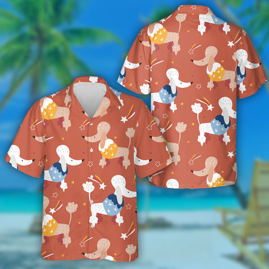 Cartoon Poodle Dog Meteor And Star Hawaiian Shirt, Hawaiian For Gift