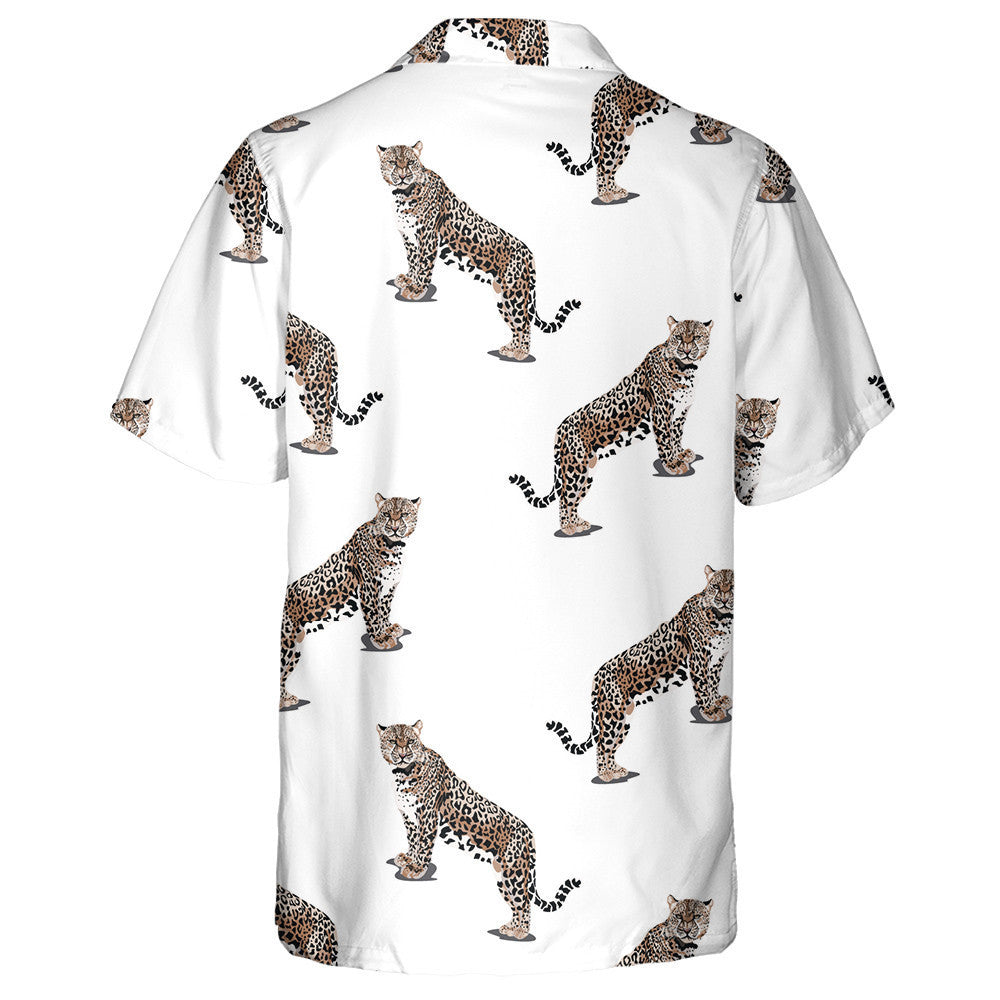 Tiger Leopard Animals Fashion Ornament On White Background Hawaiian Shirt, Hawaiian Shirt Gift, Christmas Gift