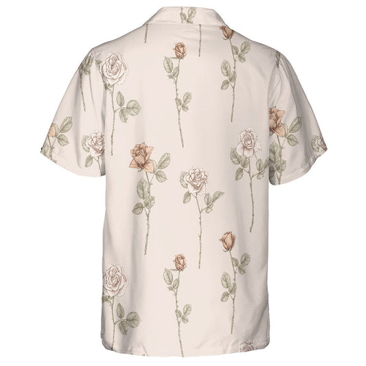 Beautiful Roses Flowers On Beige Vintage Colors Design Hawaiian Shirt, Hawaiian Shirt Gift, Christmas Gift
