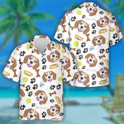 Smiling Dog Beagle With Dog Stuff Hawaiian Shirt,Hawaiian Shirt Gift, Christmas Gift