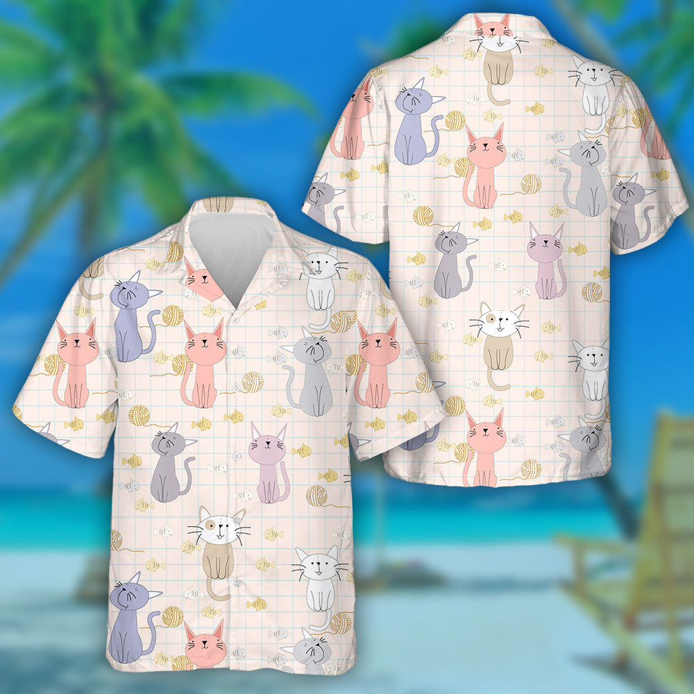 Cute Cartoon Baby Cat Character Smile And Satisfied Hawaiian Shirt, Hawaiian Shirt Gift, Christmas Gift