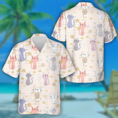 Cute Cartoon Baby Cat Character Smile And Satisfied Hawaiian Shirt, Hawaiian Shirt Gift, Christmas Gift