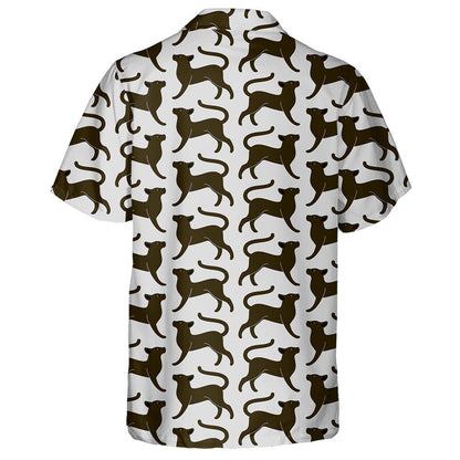 Trendy Graceful Black Cat On Gray Background Hawaiian Shirt, Hawaiian Shirt Gift, Christmas Gift