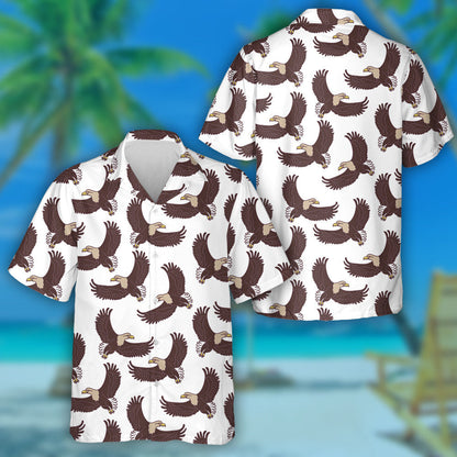 Brown Eagle Flying On White Background Hawaiian Shirt, Hawaiian For Gift