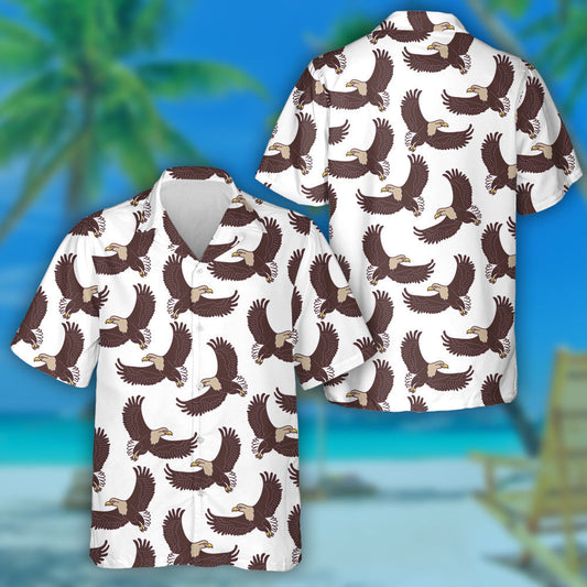 Brown Eagle Flying On White Background Hawaiian Shirt, Hawaiian For Gift