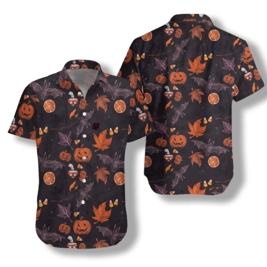 Halloween Spooky Artistic Background Design Hawaiian Shirt, Hawaiian For Gift