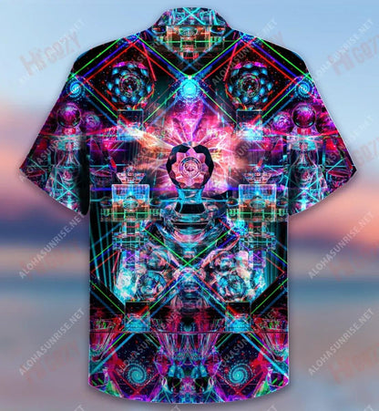 Kaleidoscope Glass Colorful Lazer Unisex Hawaiian Shirt Vacation Short Sleeve Tactical Hawaiian Shirt Hawaiian Shirts For Women, Hawaiian Shirt Gift, Christmas Gift
