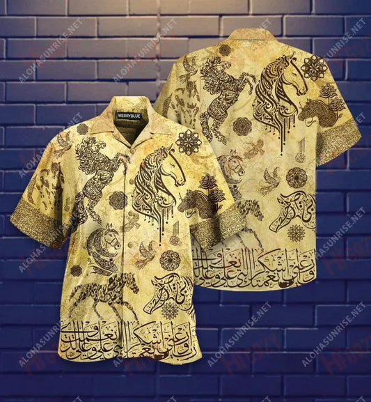 Fantastic Arabian Horses By Arabic Unisex Short Sleeve Shirt Ocean Hawaiian T Shirts Tactical Hawaiian Shirt Hawaiian Shirt Pattern, Hawaiian Shirt Gift, Christmas Gift