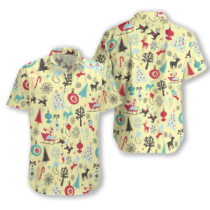 Merry Christmas Pattern On Cream Background Design Hawaiian Shirt, Hawaiian Shirt Gift, Christmas Gift
