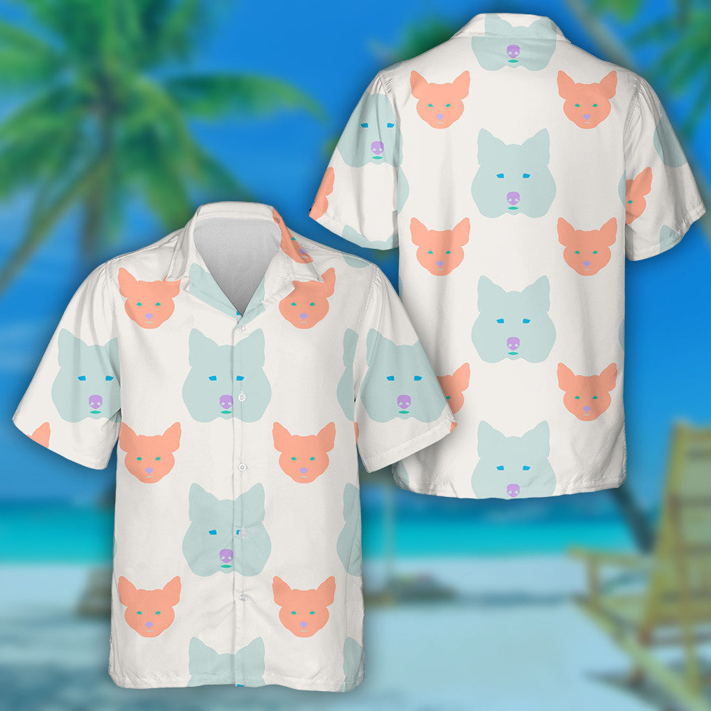 Cute Baby Fox And Wolf In Pastels Colors Hawaiian Shir, Hawaiian Shirt Gift, Christmas Gift