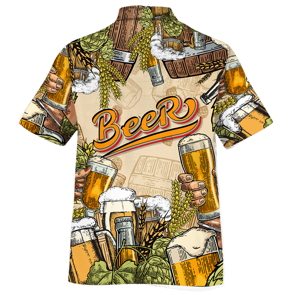 Green Tropical Beer Pattern Design Hawaiian Shirt,Hawaiian Shirt Gift, Christmas Gift