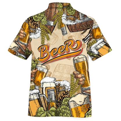 Green Tropical Beer Pattern Design Hawaiian Shirt,Hawaiian Shirt Gift, Christmas Gift