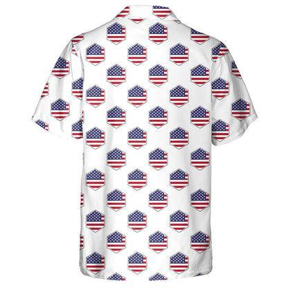 Patriotic USA Flag Hexagon Isolated On White Background Hawaiian Shirt, Hawaiian Shirt Gift, Christmas Gift