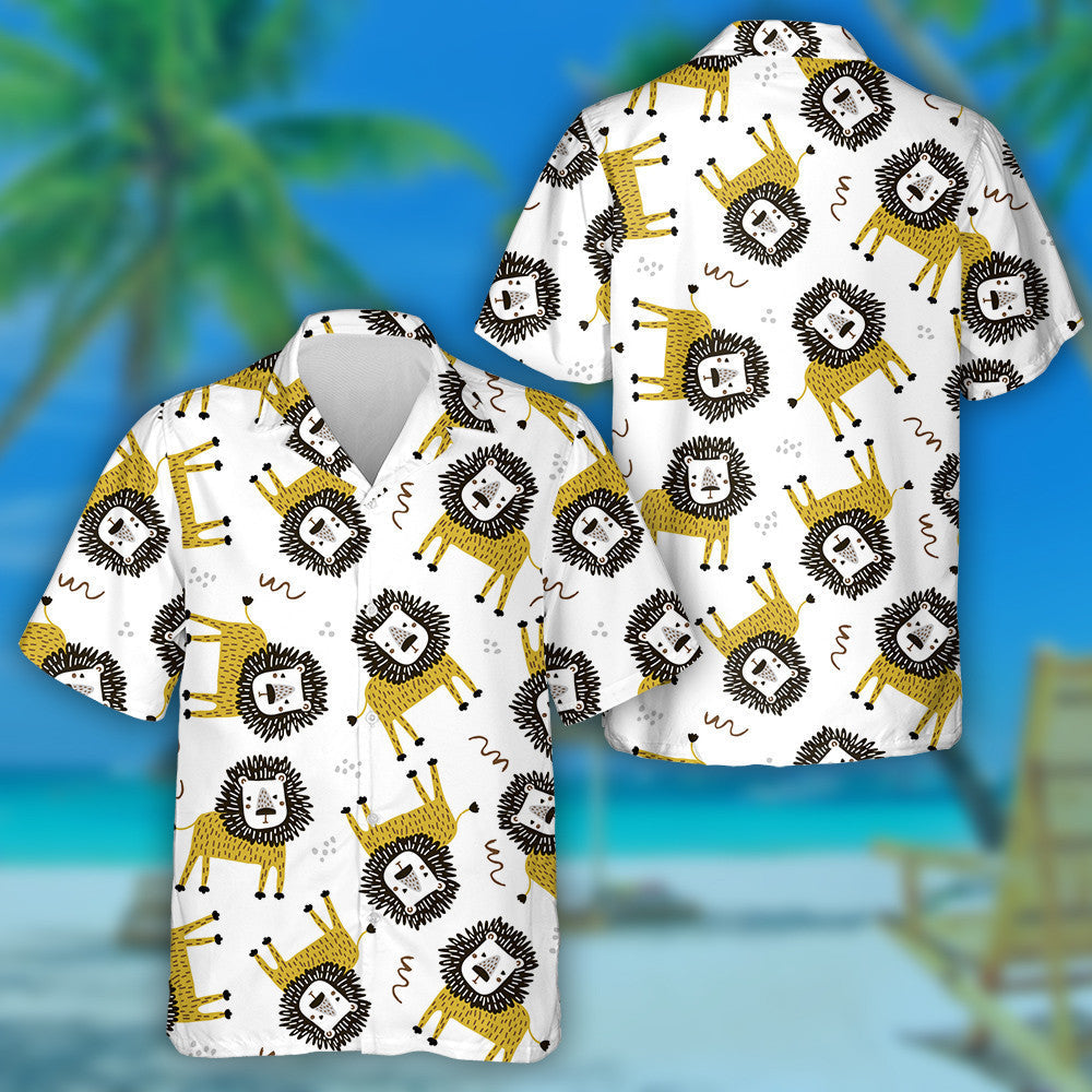 Funny Lion On White Background Hawaiian Shirt,Hawaiian Shirt Gift, Christmas Gift