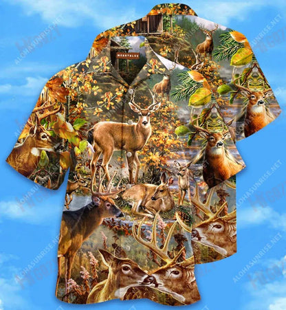 Be Wild And Free Like Deers Unisex Short Sleeve Shirt Hobbies Hawaiian T Shirts Best Hawaiian Shirts Hawaiian Shirts For Men, Hawaiian Shirt Gift, Christmas Gift