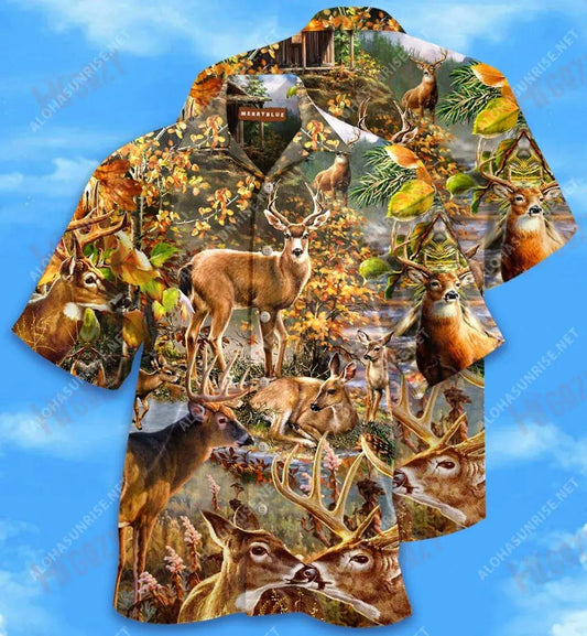 Be Wild And Free Like Deers Unisex Short Sleeve Shirt Hobbies Hawaiian T Shirts Best Hawaiian Shirts Hawaiian Shirts For Men, Hawaiian Shirt Gift, Christmas Gift