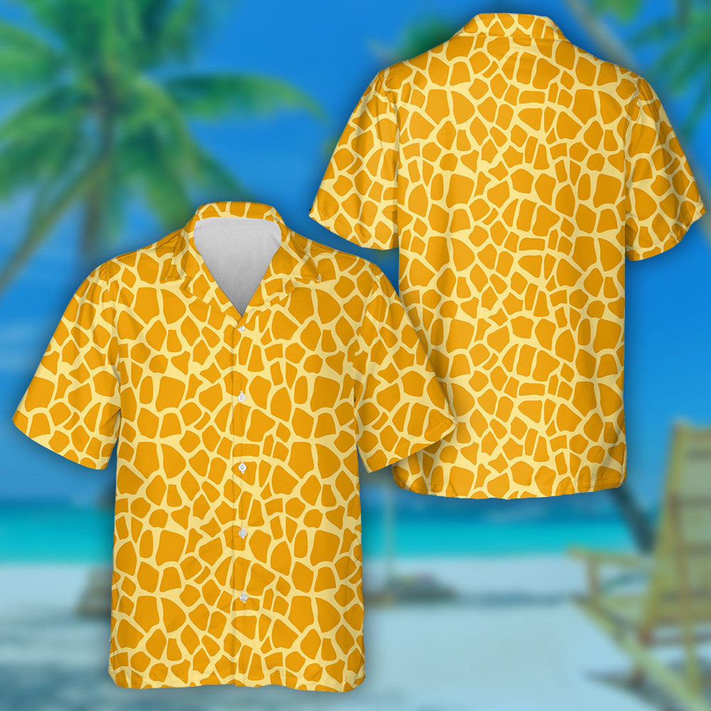 Awesome Yellow Giraffe Skin Theme Pattern Hawaiian Shirt, Hawaiian Shirt Gift, Christmas Gift