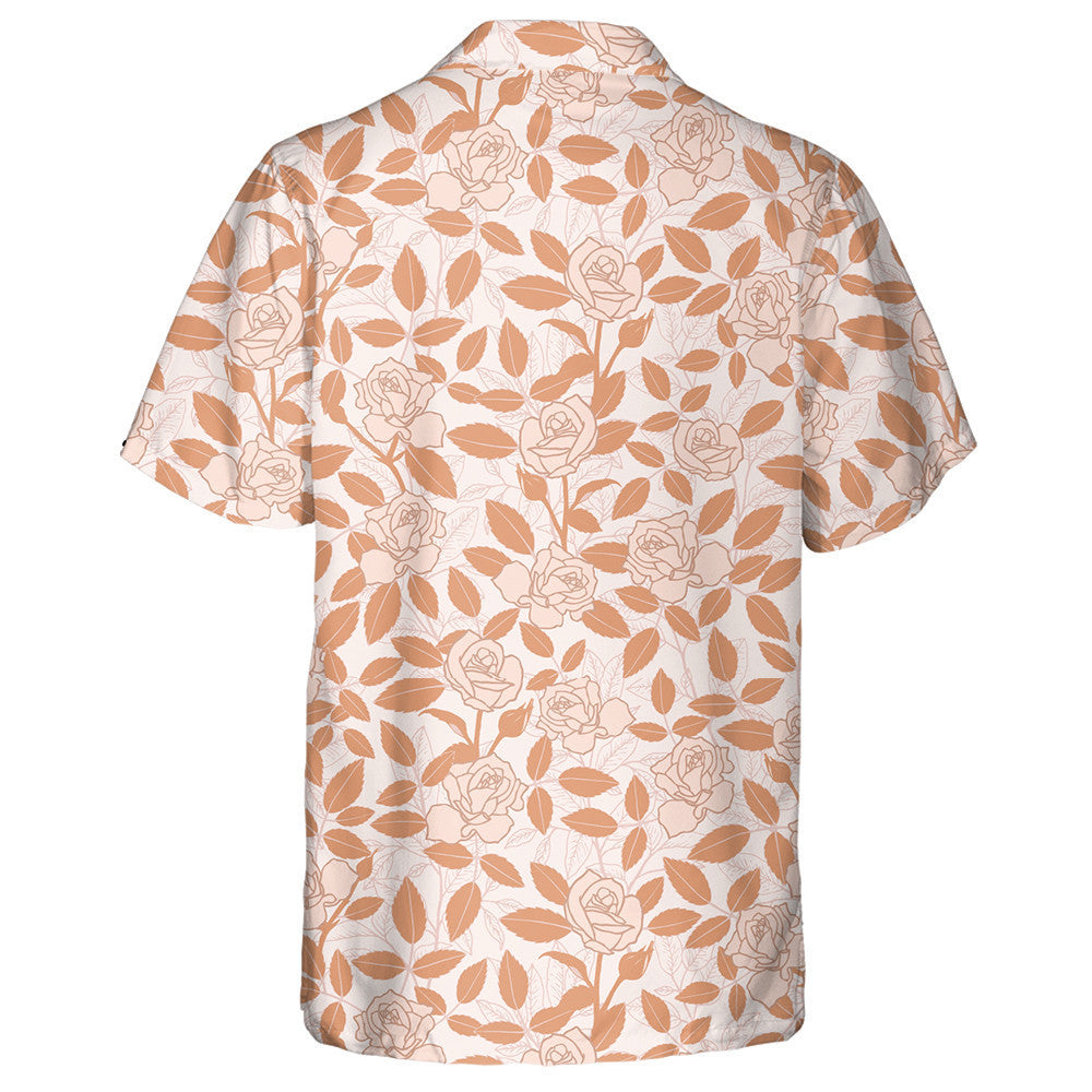 Hand Drawn Rose And Tree Branches In Coral Design Hawaiian Shirt, Hawaiian Shirt Gift, Christmas Gift
