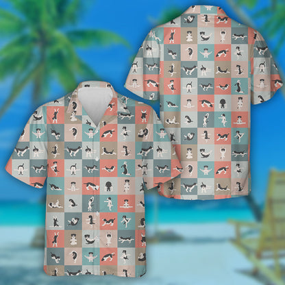 Black Beagle Dog Poses And Exercises Doing Clipart Hawaiian Shirt, Hawaiian Shirt Gift, Christmas Gift