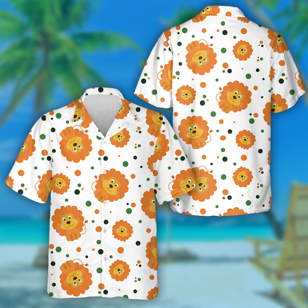 Adorable Baby Lion Cub With Polka Dot Hawaiian Shirt, Hawaiian Shirt Gift, Christmas Gift