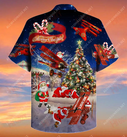 No Reindeer Any More, Santa Loves Airplane Short Hawaiian Shirt Summer Short Sleeve Hawaiian Crazy Shirts Hawaiian Shirts For Women, Hawaiian Shirt Gift, Christmas Gift