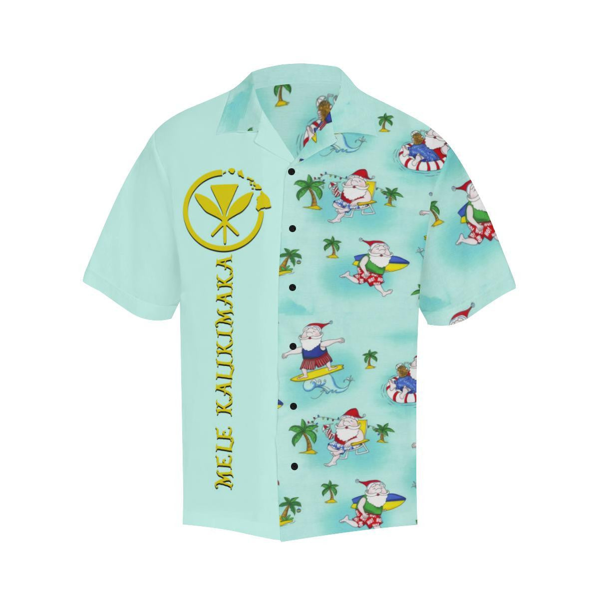 Hawaiian Shirt Christmas Maoli Kanaka Turquoise Background, Hawaiian Shirt Gift, Christmas Gift