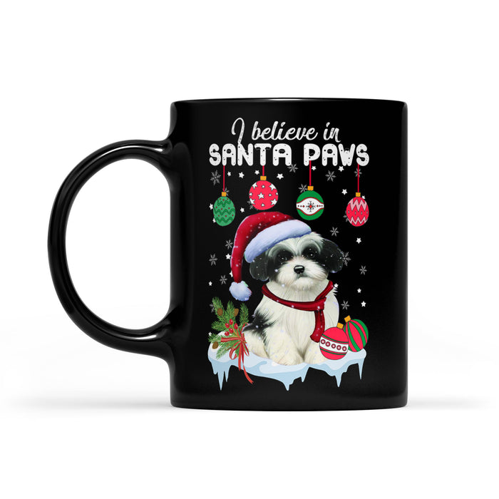 I Blieve In Santa Saws Funny Cute Shih-Poo Claus Christmas  Black Mug Gift For Christmas