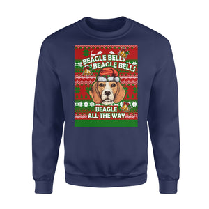 Beagle dog beagle all the way funny sweatshirt gifts christmas ugly sweater for men and women