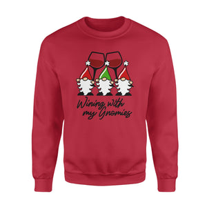 Wining with my Gnomies . Christmas wine glass Gnomes - funny sweatshirt gifts christmas ugly sweater for men and women