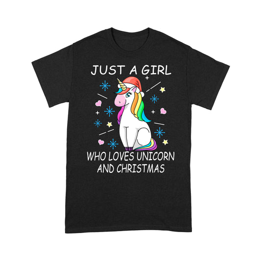 Just A Girl Who Loves Unicorn And Christmas Lustiges T-Shirt Geschenk für Weihnachten
