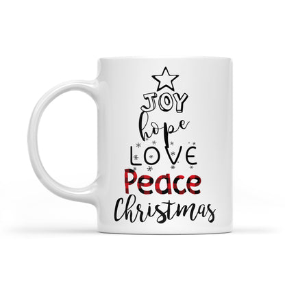 Joy Peace Love Hope Weihnachts-Geschenk, passendes Familiengeschenk, weiße Tasse, Geschenk für Weihnachten